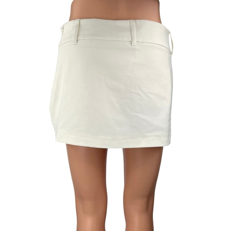 Pull & Bear Women's White Side Zip Slit Mini Straight Pencil Skirt Skort Size S