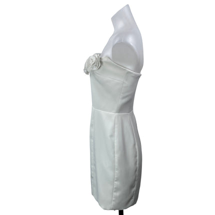 Amanda Uprichard White Floral 3D Strapless Bandeau Sheath Mini Dress Size S