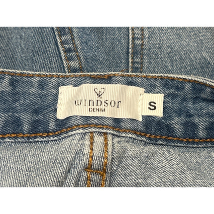 Windsor Blue Frayed Raw Hem Distressed High Waist Denim Jeans Cutoff Shorts Sz S