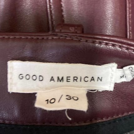 Good American Brown Faux Vegan Leather High Waisted Bootcut Flared Pants Size 30