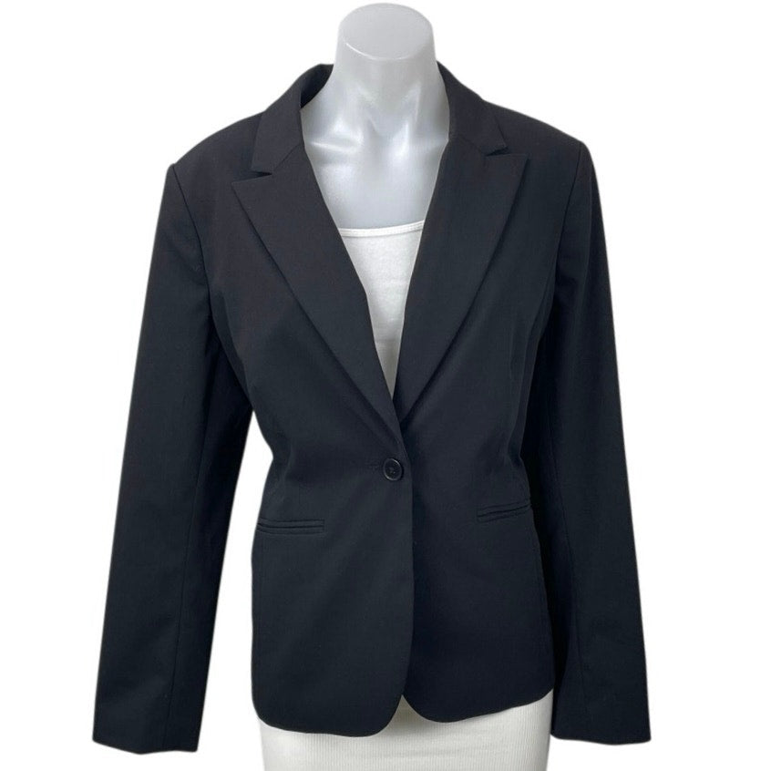 Liz Claiborne Women Black One Button Peak Lapel Long Sleeve Blazer Coa –  Brie