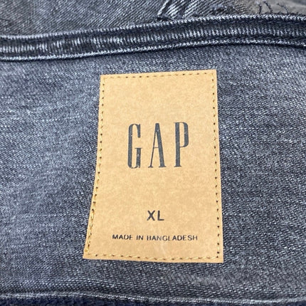 NEW Gap Women's Black Long Puff Sleeve Button Down Denim Jean Jacket Size XL