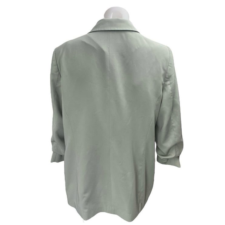 Miss Selfridge Green Double Breasted Ruched 3/4 Sleeve Blazer Coat Jacket Size 8