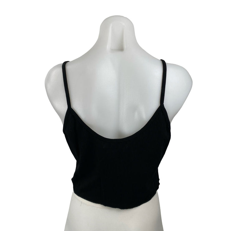 NEW Urban Outfitters Crusada Flyaway Black Split Slip Cami Tank Crop Top Size L