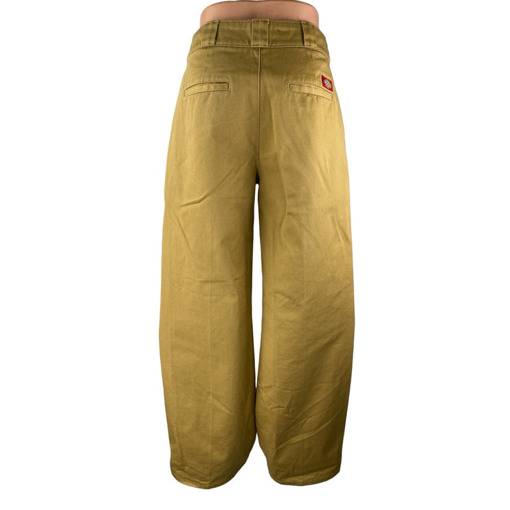 Dickies Women's Khaki Beige High Waist Loose Fit Wide Leg Baggy Pants Size 25