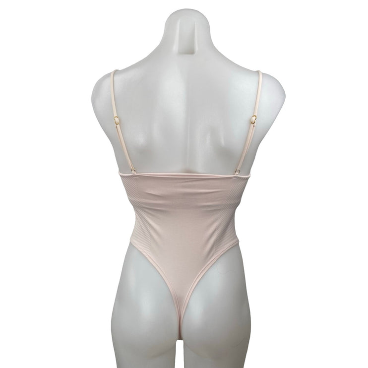 Anthropologie The Renna Seamless Pink Sleeveless Square Neck Bodysuit Top Sz S/M