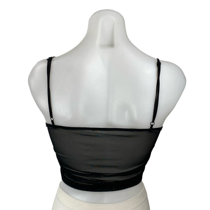 Princess Polly Black Mesh Sheer Sleeveless Bustier Corset Tie Crop Top Size S