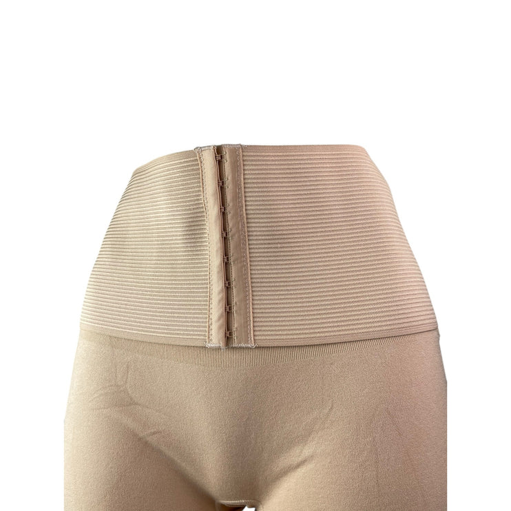 Women's Beige High Rise Waist Trainer Tummy Control Girdle Shapewear Shorts S/M
