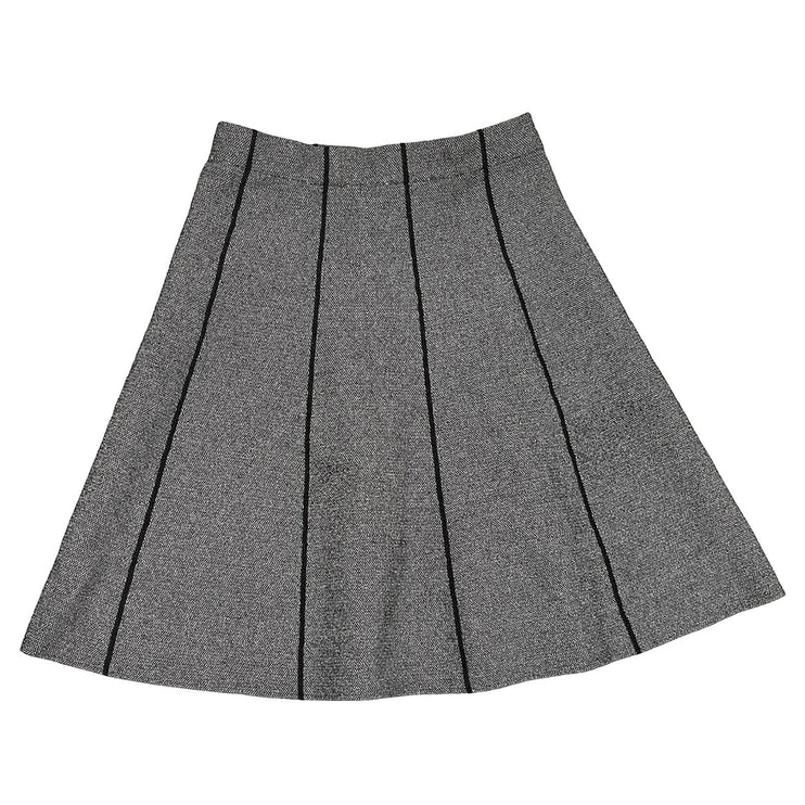 Zara Basic Black Tweed Striped High Waisted Pleated A Line Mini Skirt Size XS