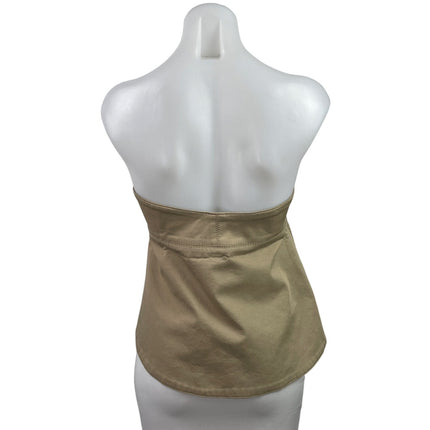 Zara Womens Brown Sleeveless Strapless Zip Peplum Tank Tube Blouse Top Size S