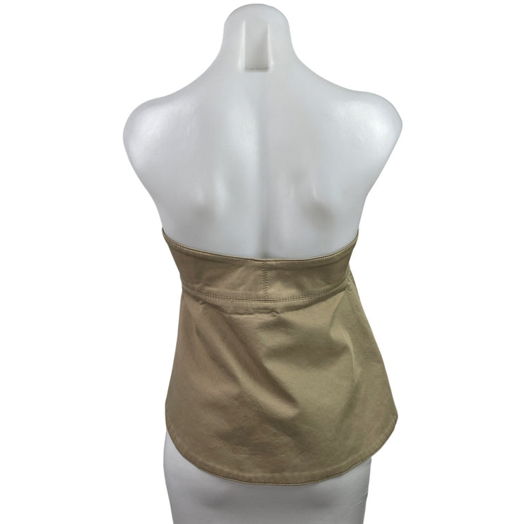 Zara Womens Brown Sleeveless Strapless Zip Peplum Tank Tube Blouse Top Size S
