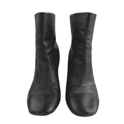 Vince Women's Black Leather Block Heel Round Toe Slip On Classic Ankle Boots 8