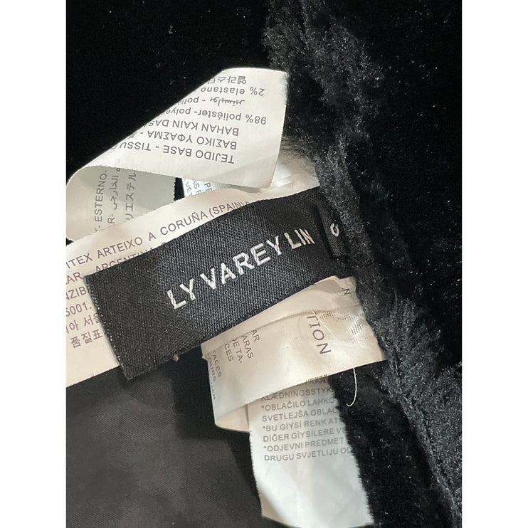 Ly Varey Lin Women's Black Faux Leather Fleece Moto Biker Aviator Jacket Size S