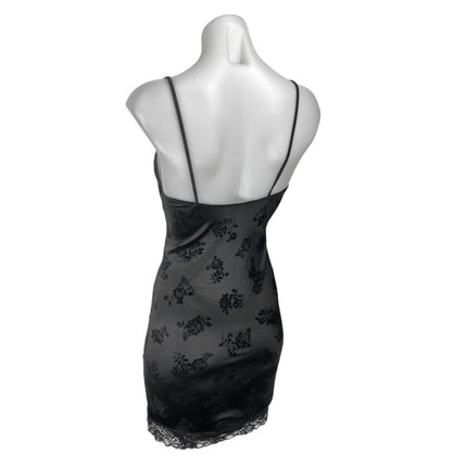 MOTEL Coti Black Floral Lace Silk Satin Cami Camisole Bodycon Tank Dress Size XS