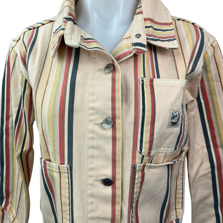 Urban Outfitters Multicolor Lucia Striped Chore Button Denim Jean Jacket Size XS