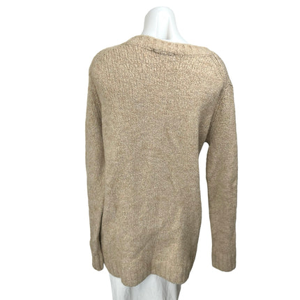 Zara Women's Tan Beige Alpaca Wool Knit Butterfly Sequin Beaded Sweater Top Sz M
