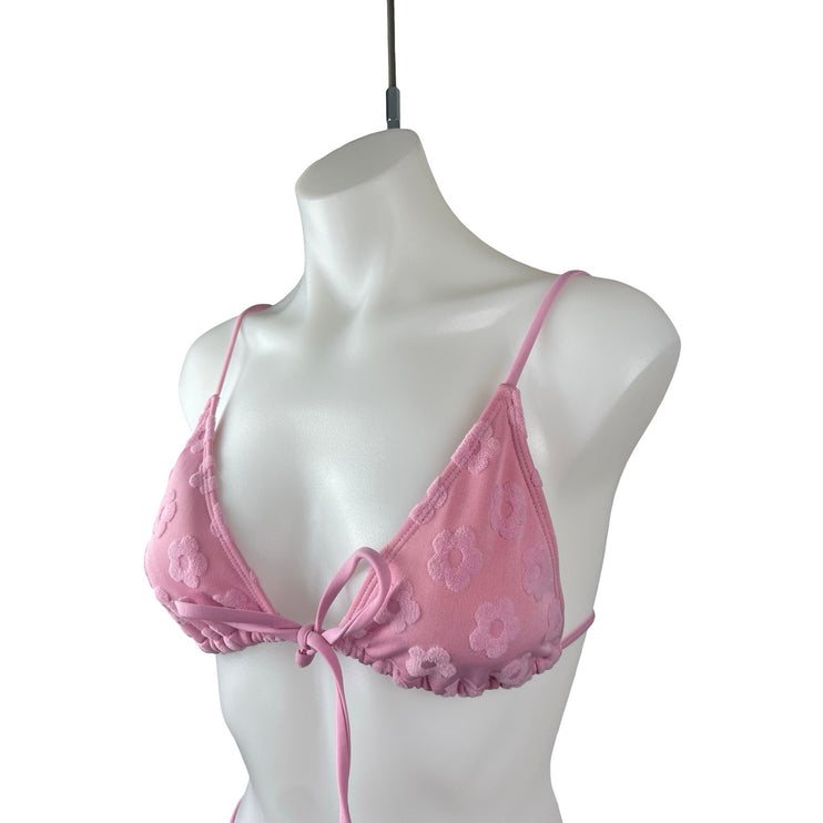 Pacsun Swim Eco Women's Pink Floral Faye Triangle Bikini Summer Swimwear Set S
