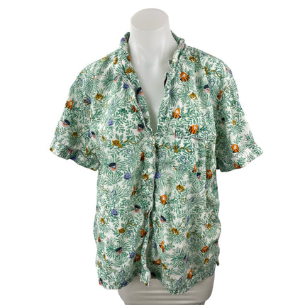 Roller Rabbit Women's Green Palm Tree Button Down Sleepwear Shirt Pajama Top XL