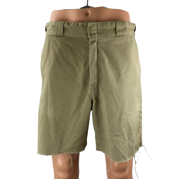 Dickies Mens Green Mid Rise Workwear Utility Cut Off Crop Bermuda Shorts Size 32