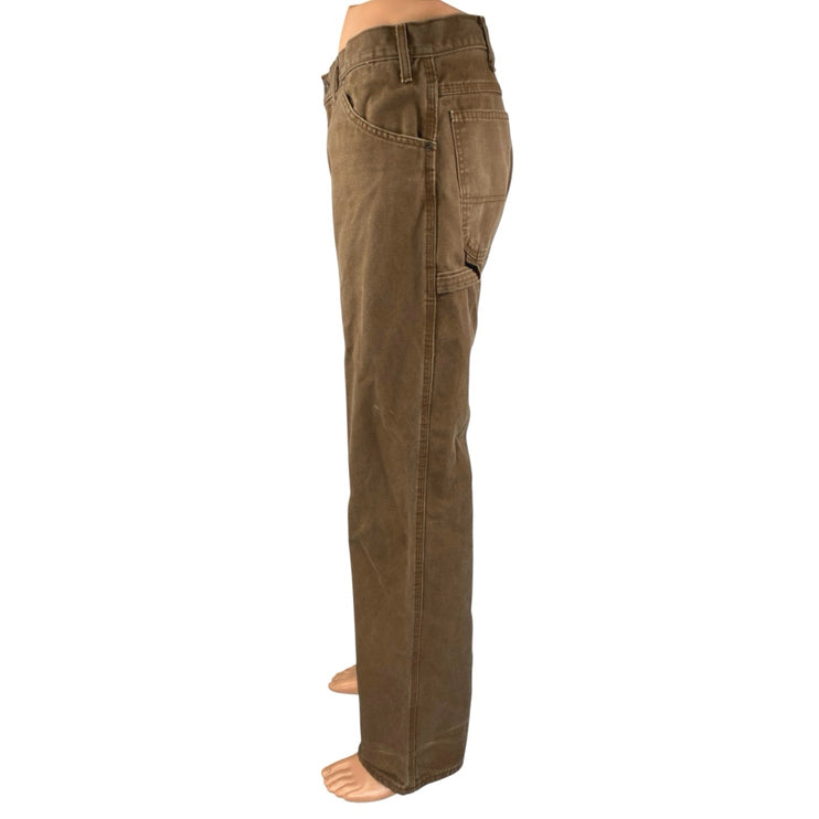 Dickies Men's Brown Slim Straight Mid Rise Khaki Chino Trousers Pants Size 36