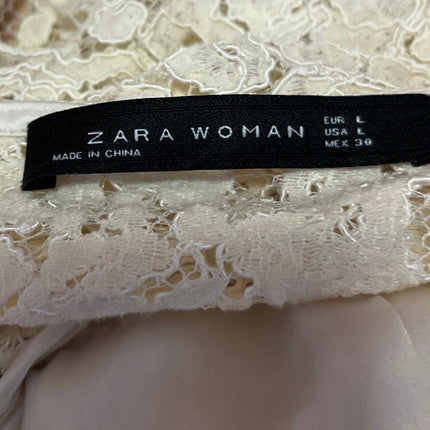 Zara Woman Cream Floral Lace Sleeveless Cami Camisole Crop Tank Top Size L