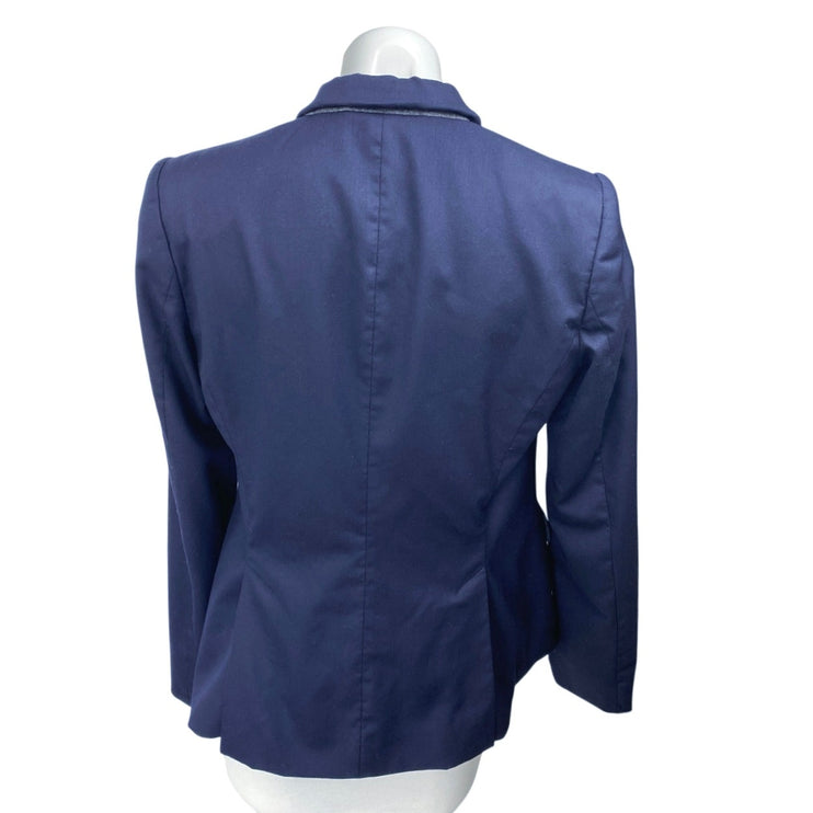 Stella McCartney Blue Gold Long Sleeve Double Breasted Blazer Coat Jacket Sz 14