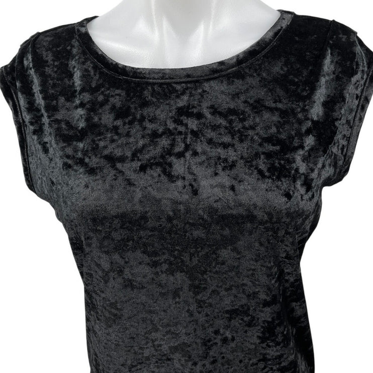 Knot Sister Black Sleeveless Crushed Velvet Velour Mini Tank Bodycon Dress XS
