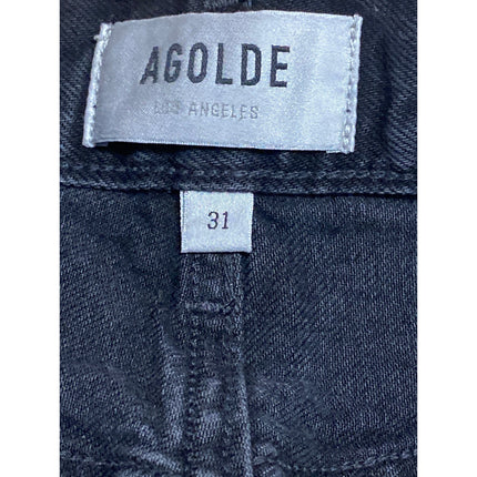 Agolde Parker Women's Black High Waisted Wide leg Denim Jeans Cutoff Shorts 31