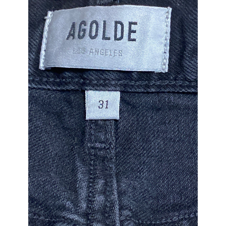 Agolde Parker Women's Black High Waisted Wide leg Denim Jeans Cutoff Shorts 31