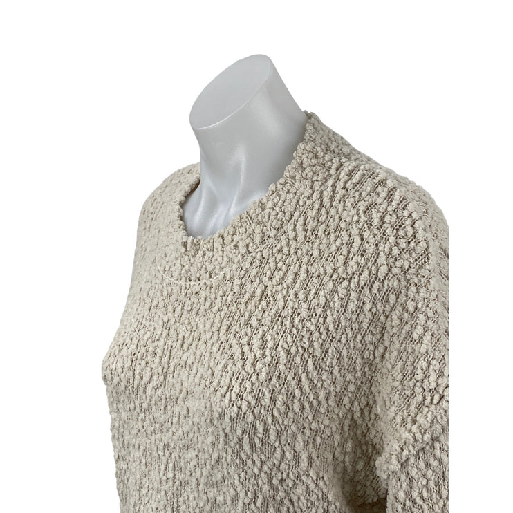 Bobeau Women's Beige Popcorn Knit Long Sleeve Crew Neck Sweater Top Size XS