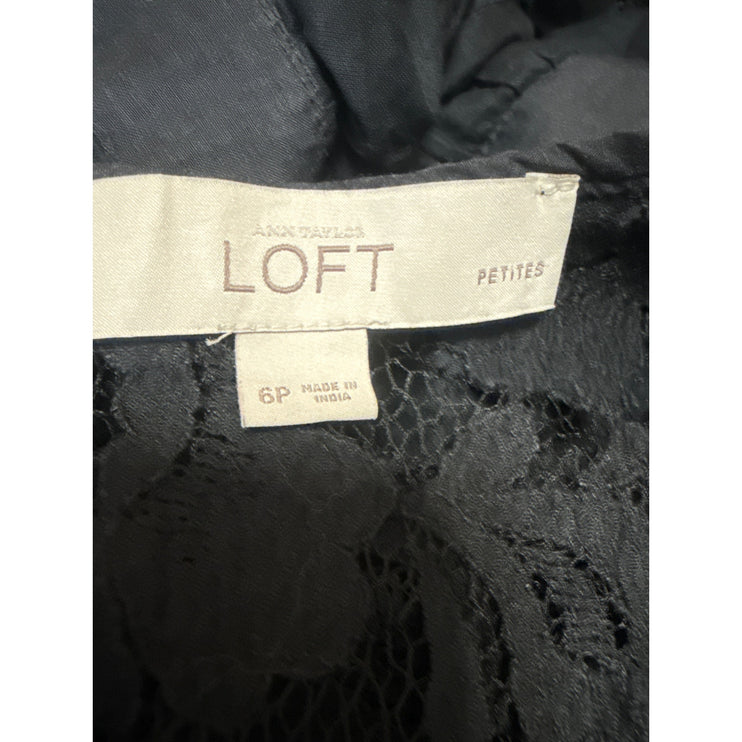 Ann Taylor Loft Petites Black Floral Lace Sleeveless Mini Tank Sheath Dress Sz 6