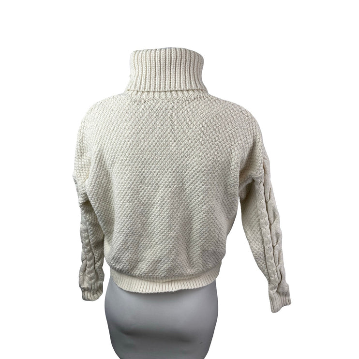Madewell Women's Cable Knit Turtle Neck Long Sleeve Sweatshirt Sweater Top Sz M