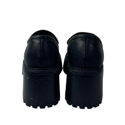 MIA Dalilah Women's Black Leather Slip On Lug Sole Platform Loafers Shoes Sz 7.5