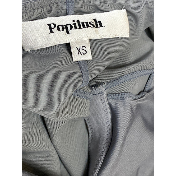 Popilush Gray Lace Trim Henley Rib Knit Square Neck Cami Maxi Bodycon Dress XS