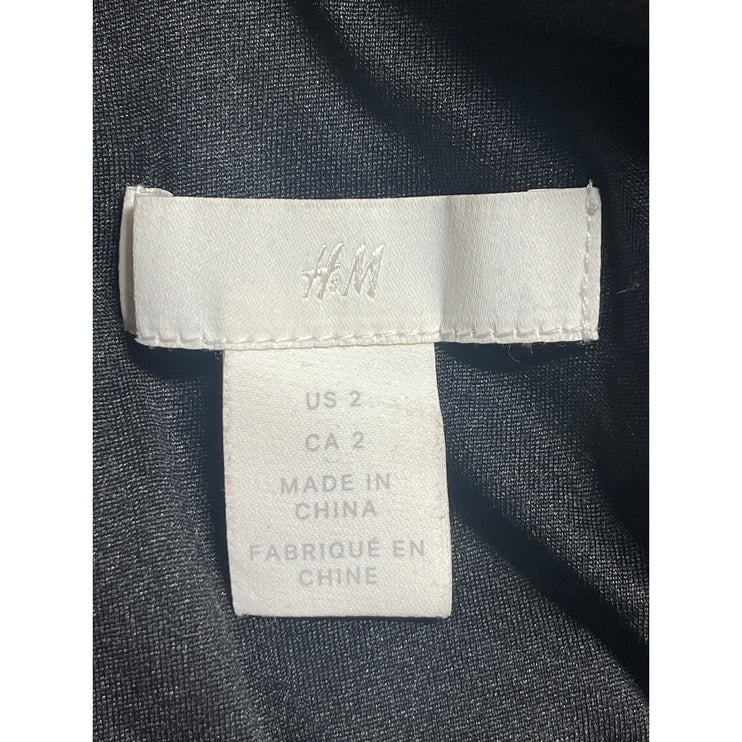 H&M Black Sequin Sparkly Shimmer Part High Waisted Pencil Mini Skirt Size 2