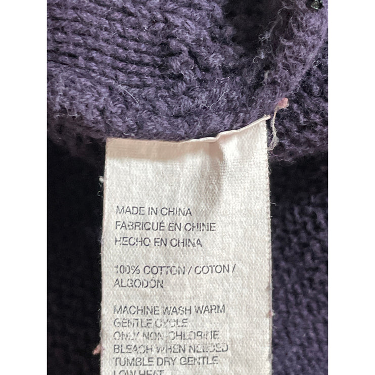 Izod Purple Diamond Cable Knit Long Sleeve Athletic Sweatshirt Sweater Top Sz XL