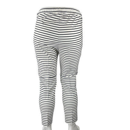 J. Jill Precision Stretch White Striped High Rise Pull On Straight Pants Size 18