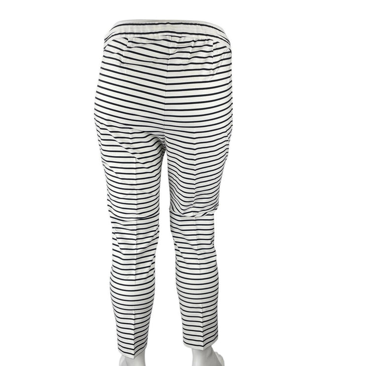 J. Jill Precision Stretch White Striped High Rise Pull On Straight Pants Size 18