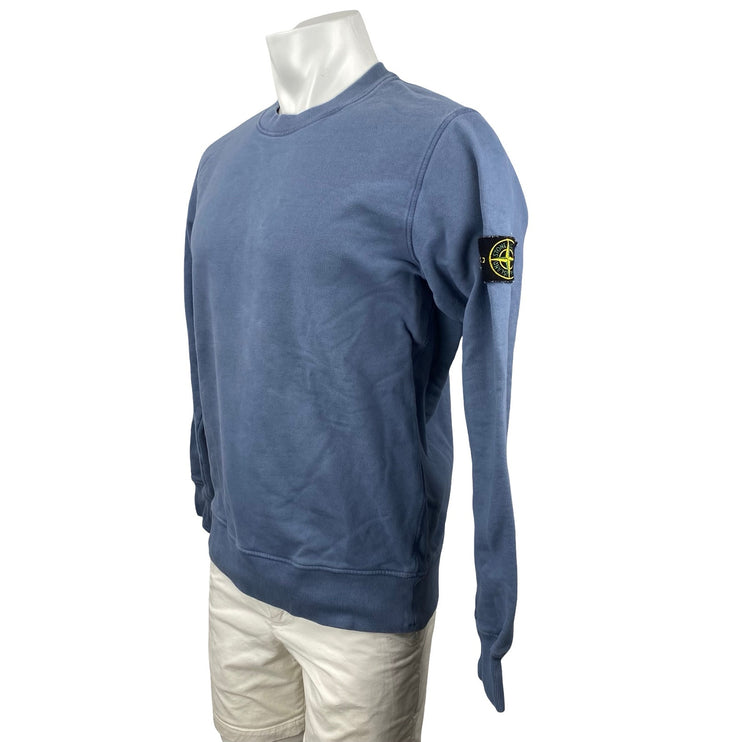 Stone Island Men's Blue Long Sleeve Crew Neck Logo Sweater Sweatshirt Top Size L