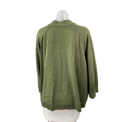 Lane Bryant Women's Green Knit Long Sleeve Open Cardigan Sweater Top Size 22/24