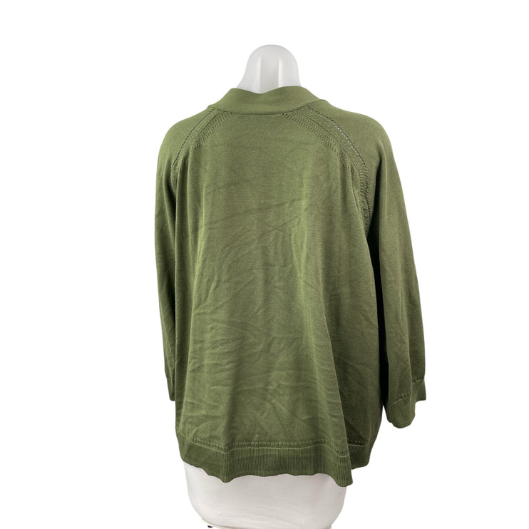 Lane Bryant Women's Green Knit Long Sleeve Open Cardigan Sweater Top Size 22/24