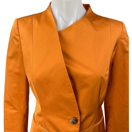 Lafayette 148 Women's Orange Long Sleeve One Button Wrap Blazer Coat Jacket Sz 2