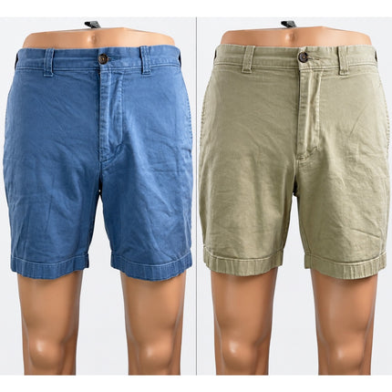 J. Crew Men's Blue Beige High Waisted Casual Straight Chino Khaki Shorts Size 30