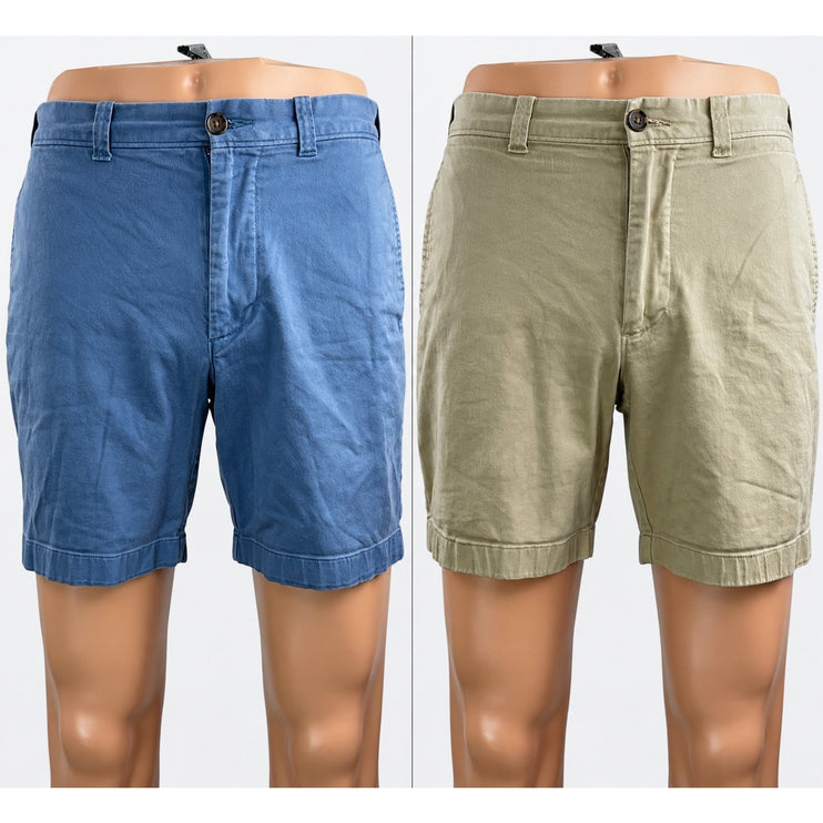 J. Crew Men's Blue Beige High Waisted Casual Straight Chino Khaki Shorts Size 30