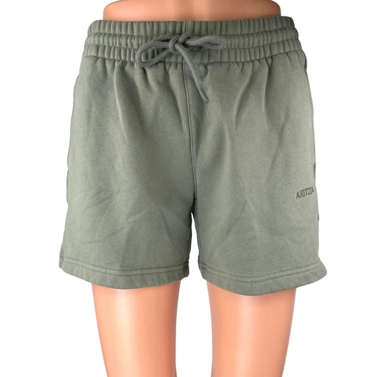 Aritzia Sweatfleece Women's Green Drawstring Boyfriend Fit Sweat Shorts Size XS