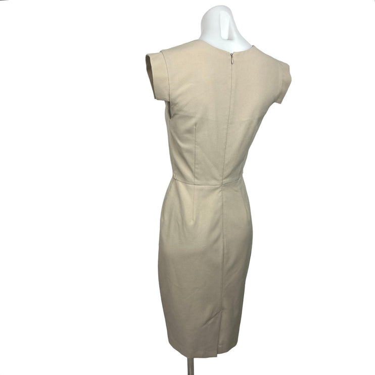 Ava & Aiden Beige Square Neck Short Sleeve Career Mini Sheath Dress Size 2