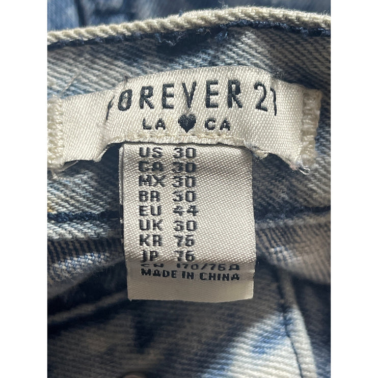 Forever 21 Blue Acid Wash Distressed Raw Hem Cut Off Denim Jeans Shorts Size 30