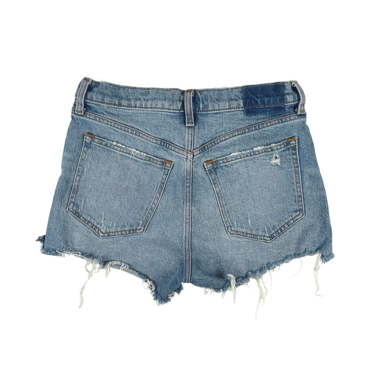 Abercrombie & Fitch Blue Distressed Mom Short High Rise Denim Jean Shorts Sz 26