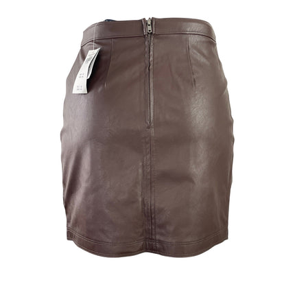 NEW Abercrombie & Fitch Brown Faux Leather Vegan Slit Pencil Mini Skirt Size XS