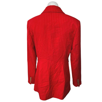 C/MEO Collective Red Pinstripe Double Breasted Notch Collar Blazer Coat Jacket M